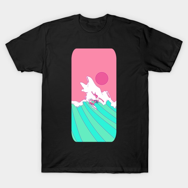 Pink surfer T-Shirt by Swadeillustrations